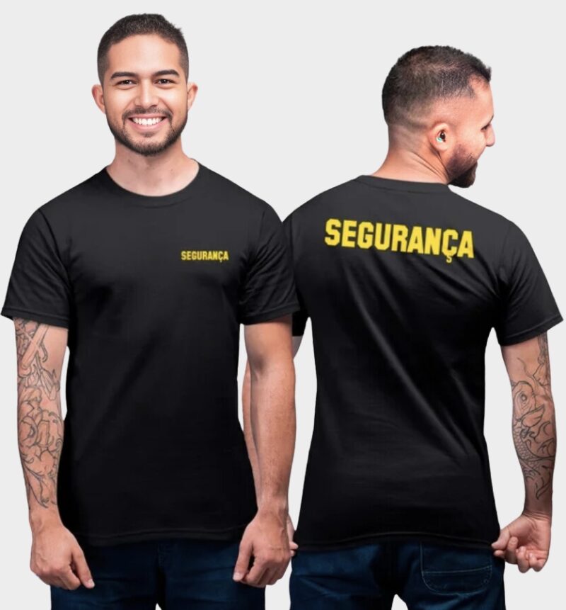 Camiseta Segurança Preta com Amarelo