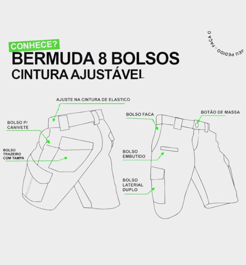 Bermuda Exército Brasileiro 8 Bolsos SAFO - Image 4