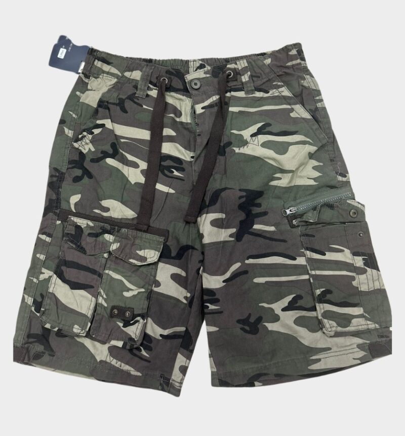 Bermuda Cargo com elástico camuflada verde