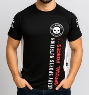 Camiseta Dry Fit Black Skull Sport NUTRION Preta e Vermelha